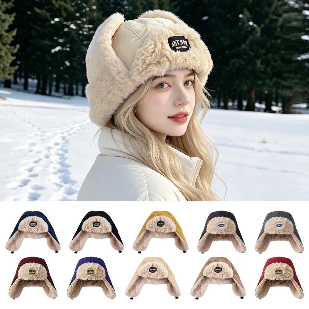 Trapper Hat Ear Flap - 冬用フェイクファー裏地付きトラッパーハット、防風耳当て付きウシャンカハット、暖かいスキーハット、屋外用防寒スノーサイクリングキャップ
