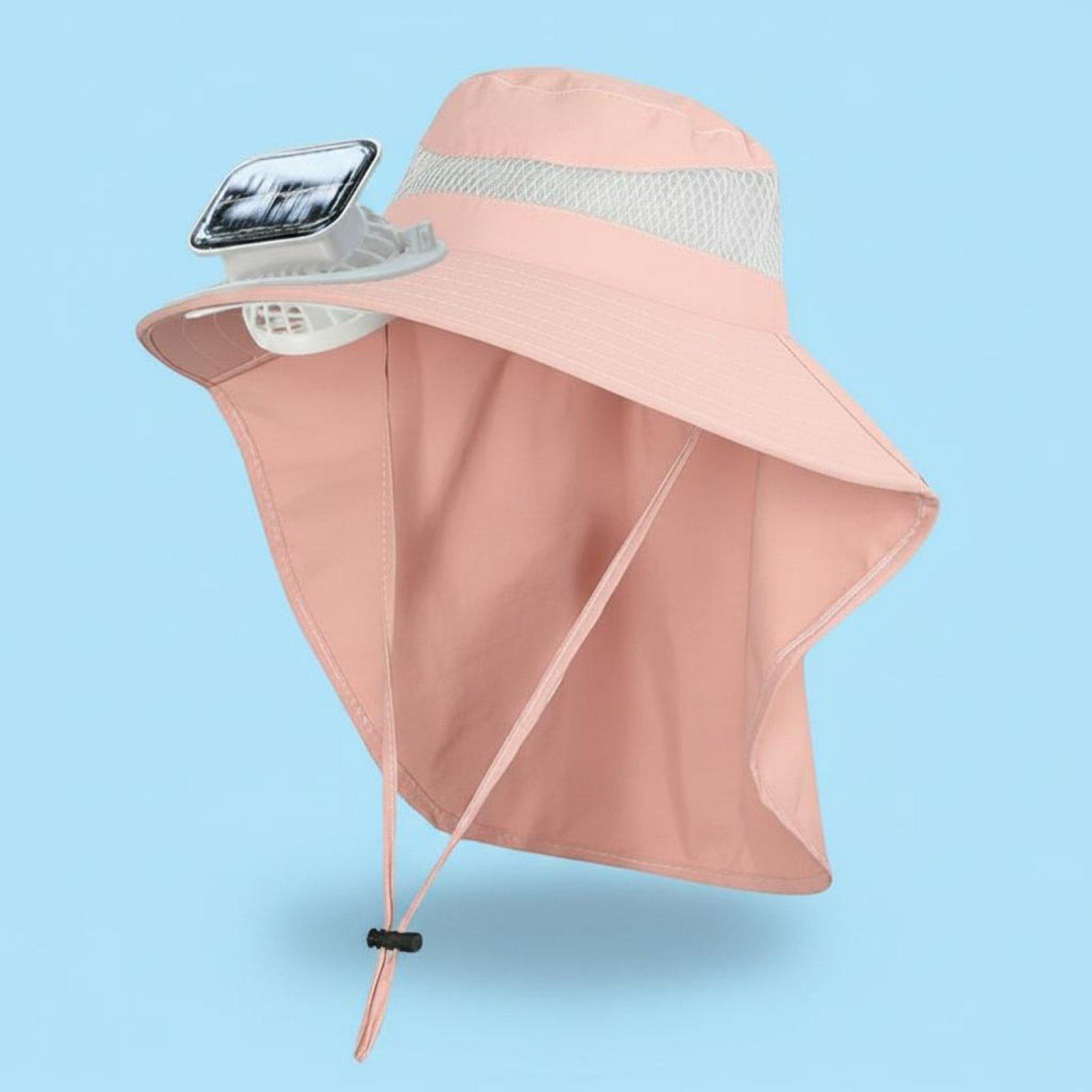 Visor Sun Hat - 調節可能な子供用日よけ帽子ソーラーファン冷却バイザーキャップネックフラップポータブルサマーハット庭旅行用