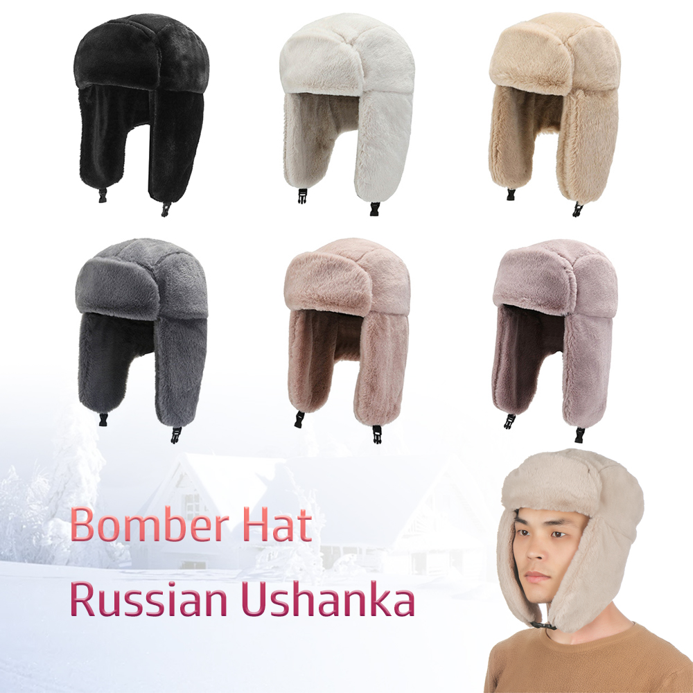 Winter Trapper Hat - 高品質暖かい冬の帽子防風スノーキャップ厚い豪華なロシアウシャンカトラッパーボンバーハット女性男性