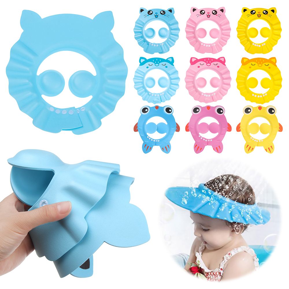 Swim Hat Silicone - 防水調節可能な目の保護バスバイザー、ウォッシュヘアシールド、シャンプーハット、ベビーシャワーキャップ