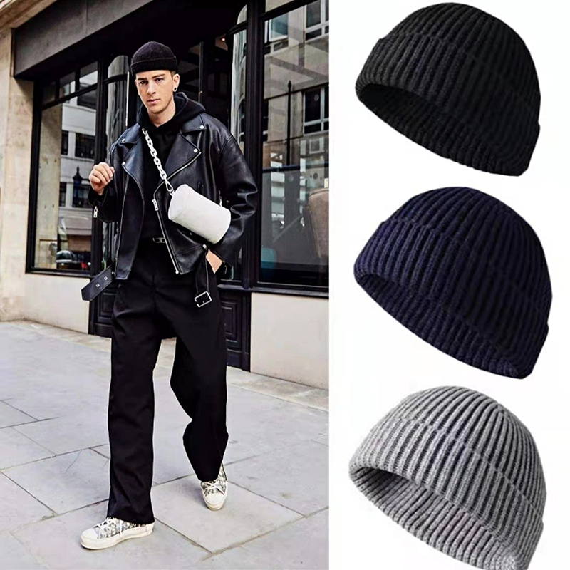 冬暖かいユニセックスウールビーニーキャップ漁師帽子男性用ショ - Beanie Cuffed Knit のレビューと価格