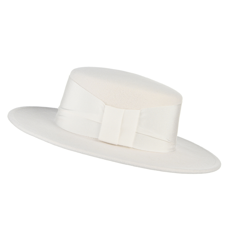 100%ウール製ホワイト秋冬フェドラハット、つば広フラットト - Fedora Hat Wool のレビューと価格