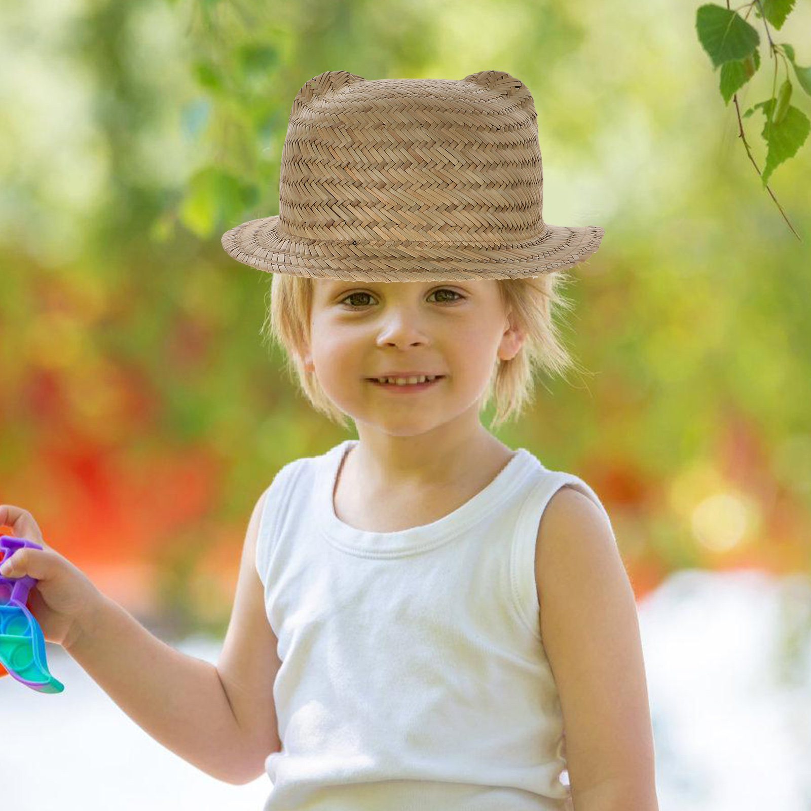 子供用麦わら帽子 幅広つば 編み込み UVカット ビーチ ピ - Sun Hat Wide Brim のレビューと価格
