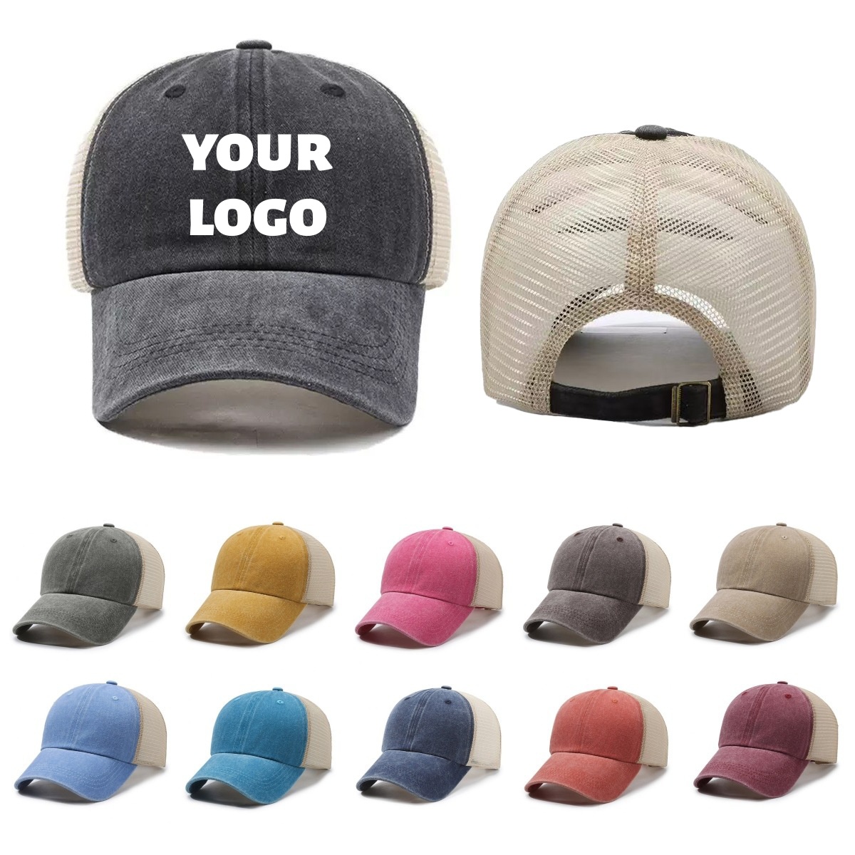 カスタムロゴ入りウォッシュドメッシュキャップ、通気性のある野 - Visor Sun Hat のレビューと価格