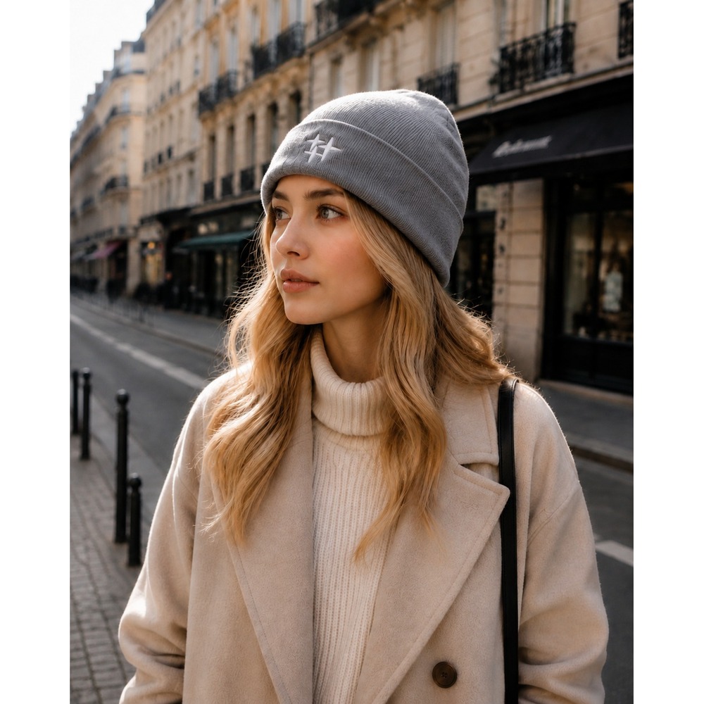 女性用冬用ニットビーニー帽、星柄刺繍入り — アウトドアスキ - Beanie Cuffed Knit のレビューと価格
