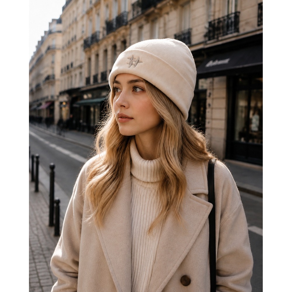 女性用冬用ニットビーニー帽、星柄刺繍入り — アウトドアスキ - Beanie Cuffed Knit のレビューと価格