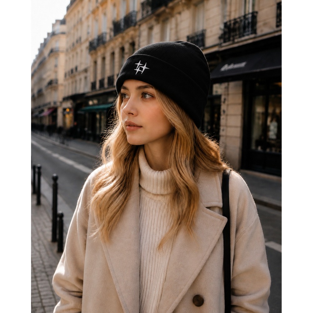 女性用冬用ニットビーニー帽、星柄刺繍入り — アウトドアスキ - Beanie Cuffed Knit のレビューと価格