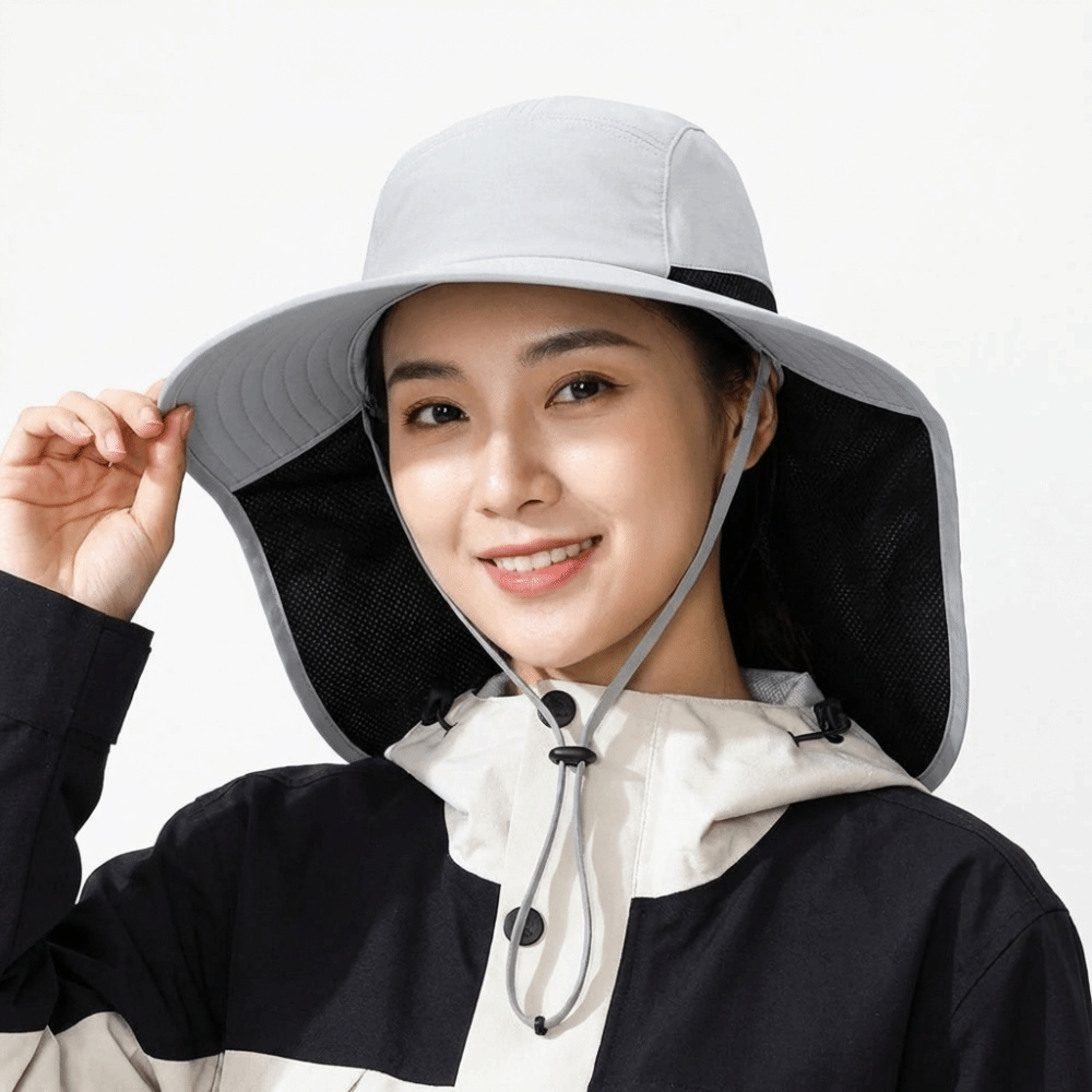 シンプルなつば広アウトドアサンハット UVカット ネックフラ - Sun Hat Wide Brim のレビューと価格
