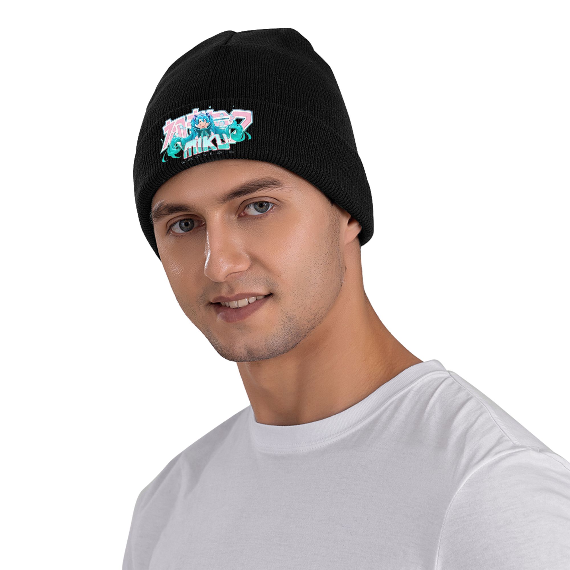 初音ミク リブニット カフ付きビーニー 男女兼用 冬用暖かい - Beanie Cuffed Knit のレビューと価格