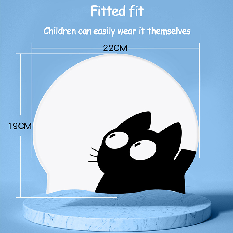子供用の伸縮性シリコンスイミングキャップ,かわいい猫,長い髪 - Swim Hat Silicone のレビューと価格