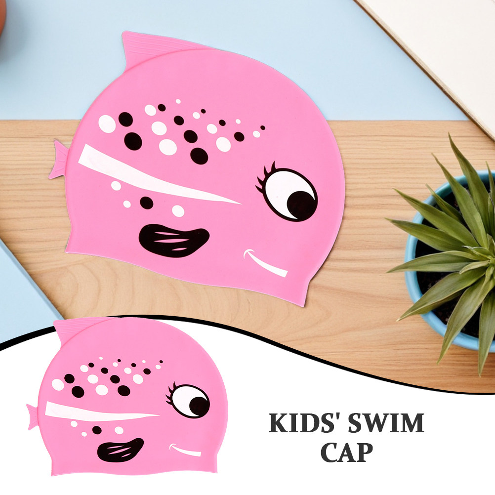 2個入り子供用シリコンスイムキャップ、鮮やかな魚のデザイン、 - Swim Hat Silicone のレビューと価格