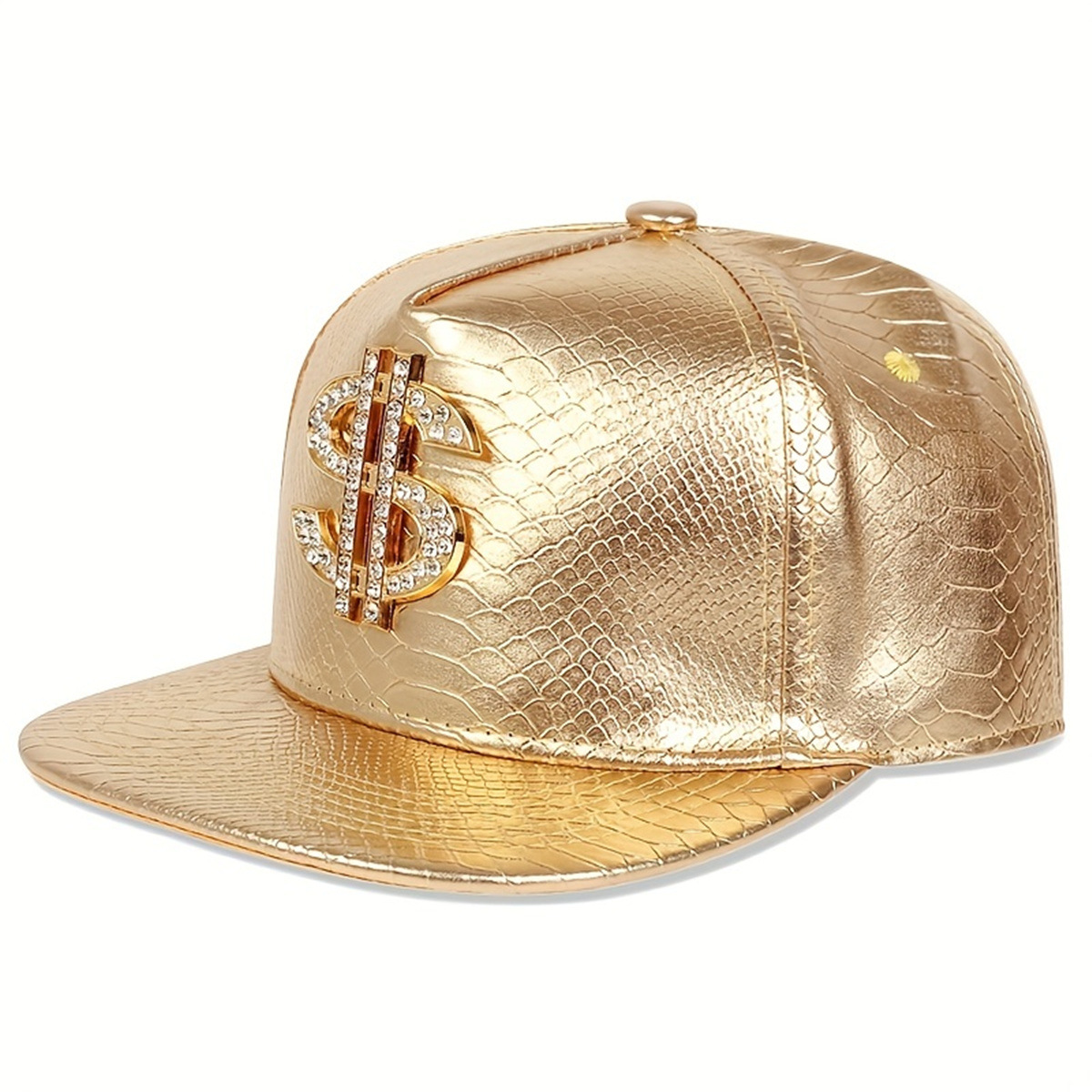 レザーメタリックドルサイン野球帽男性女性調節可能なスナップバ - Snapback Hat Flat のレビューと価格