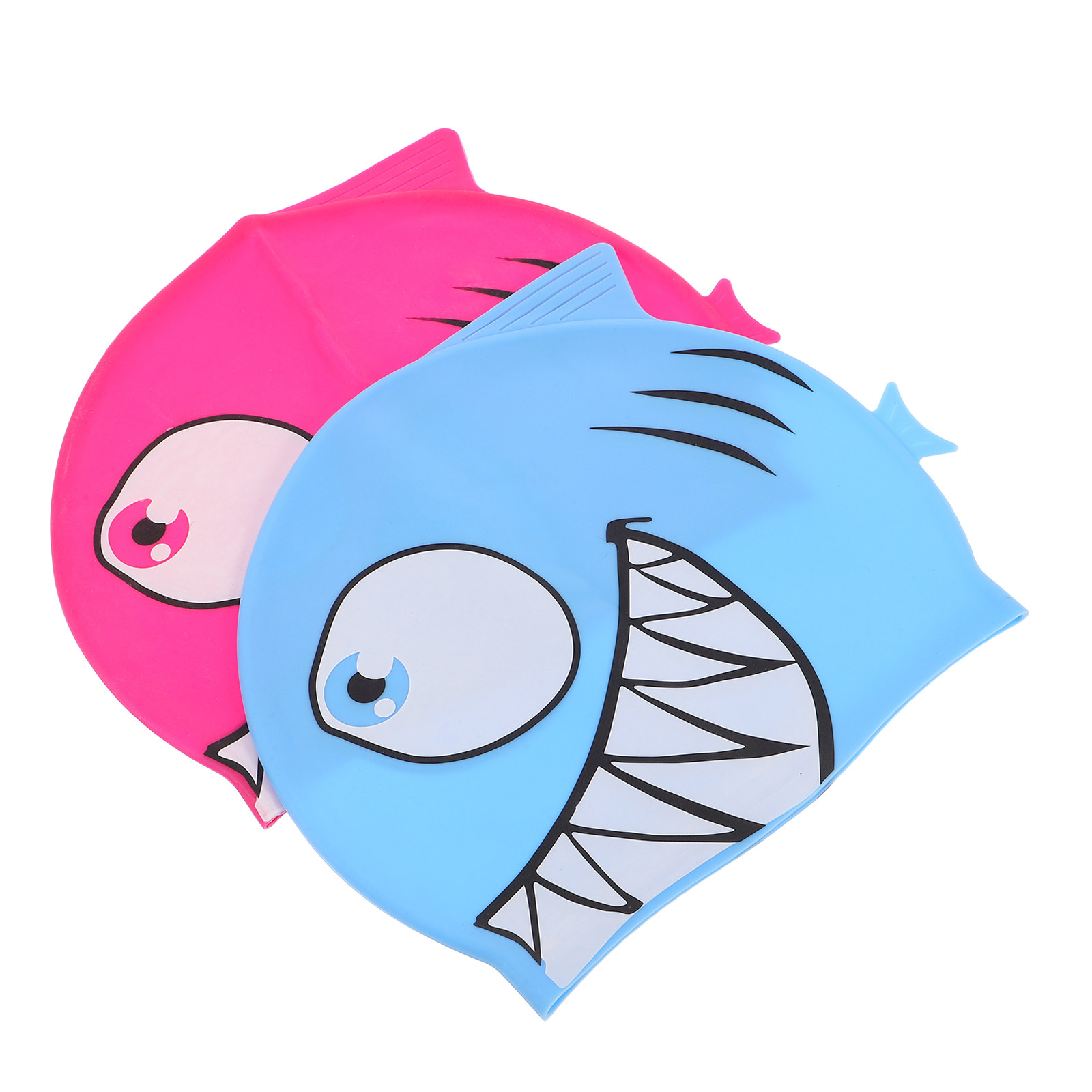 2個入り子供用シリコンスイムキャップ、漫画の魚柄、伸縮性のあ - Swim Hat Silicone のレビューと価格