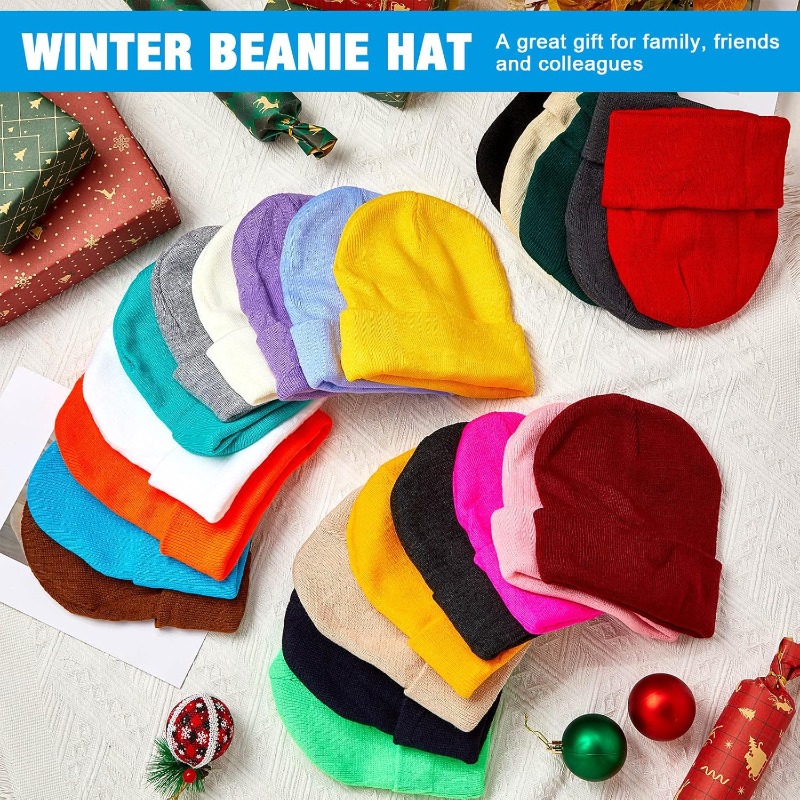 1個入り 冬用暖かい厚手ビーニー帽 男女兼用、シームレス冬ニ - Beanie Cuffed Knit のレビューと価格