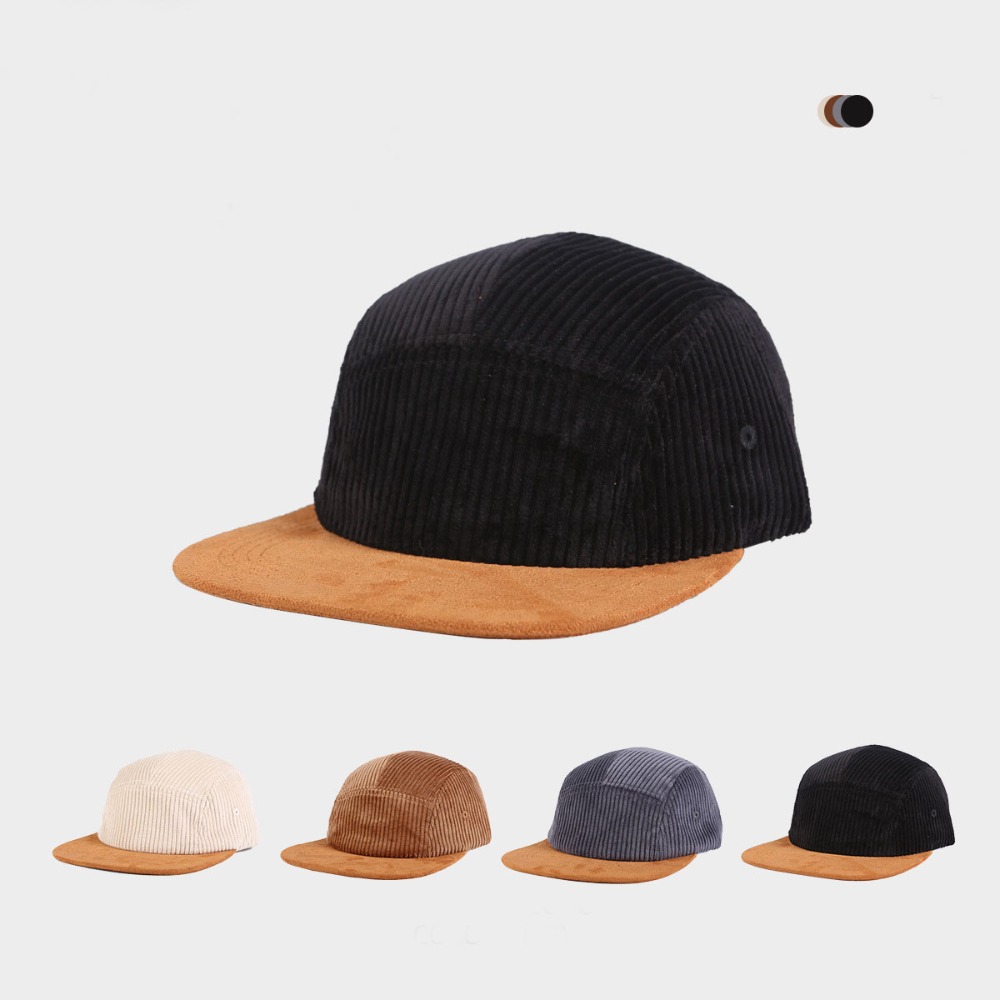 多用途レトロフラットブリム野球帽5パネル調整可能ヒップホップ - Corduroy Cap 5 Panel のレビューと価格