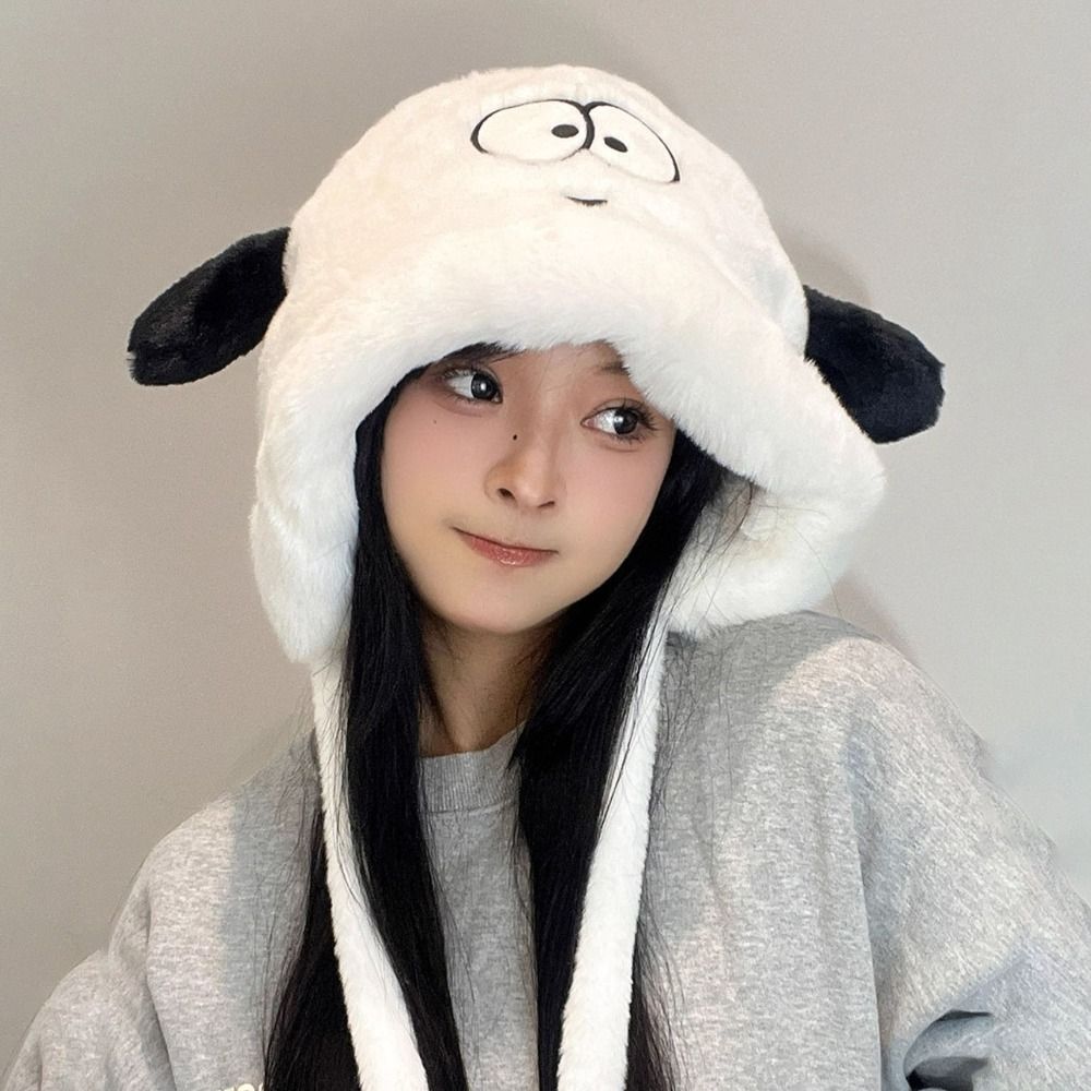 漫画風のかわいい犬耳付き女性用冬用帽子、耳保護用ふわふわイヤ - Beanie Cuffed Knit のレビューと価格