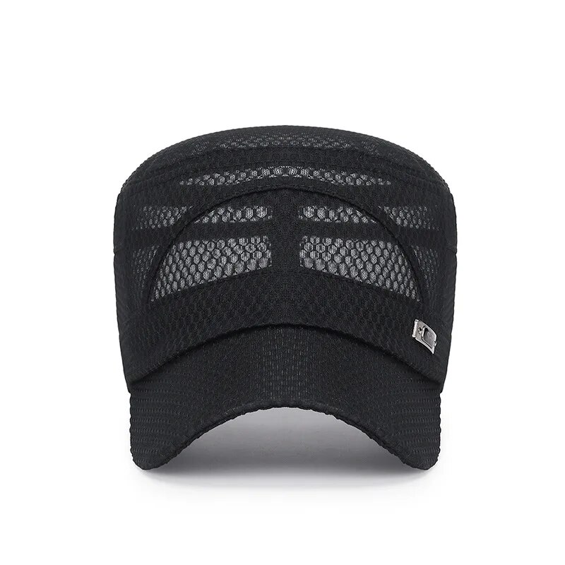 新しいアイアンラベルフルネット通気性フラットキャップ男性用カ - Snapback Hat Flat のレビューと価格