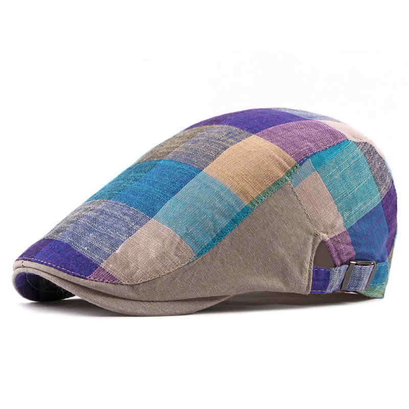 ユニセックスコットンチェック柄ニュースボーイベレー帽、調節可 - Newsboy Cap Ivy のレビューと価格