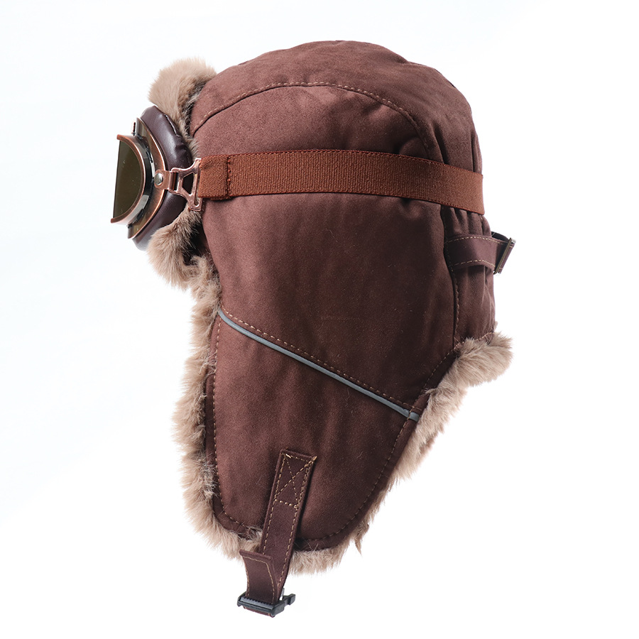 ヴィンテージアビエイターハット、ゴーグル付き、厚手の裏地付き - Winter Trapper Hat のレビューと価格